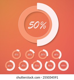 Illustration of Set of Infographic Diagram Percent Circles, Discount Sale Badges for web promotion, presentations etc