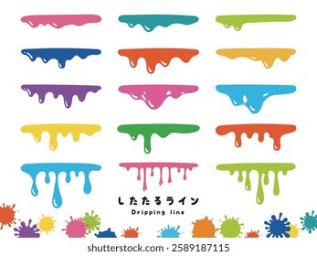 Illustration set of ink dripping lines
