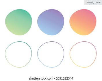 Illustration set of irregularly shaped circles, loose circles, round shapes and backgrounds. Gradient version.