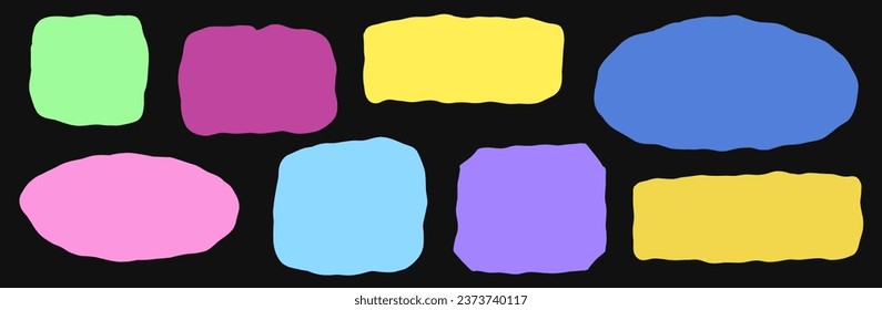 Illustration set of irregularly shapes bubble, loose circles, round shapes and backgrounds. y2k colors