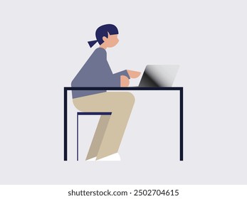 Video Conjunto de ilustración de personas aisladas con computadoras en el lugar de trabajo virtual conferencia y reunión. Diversos hombres y mujeres con computadoras portátiles en el trabajo remoto de negocios en línea.