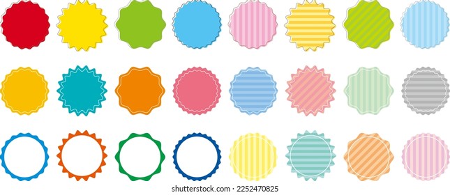 Conjunto de ilustraciones de marcos jaleados en colores vivos y patrones de rayas