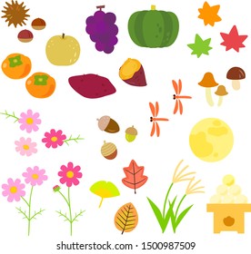 Illustration set of Japanese autumn item
