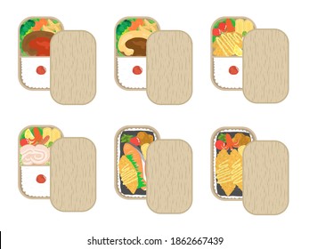 Illustration set of Japanese bento.