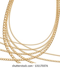 Illustration of set jewelry gold chains different size - vector eps10