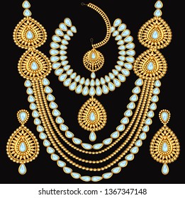 Illustration of a set of jewelry: necklace and earrings for wedding