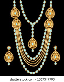 Illustration of a set of jewelry: necklace and earrings for wedding