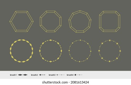 Illustration set of jewel-shaped line frames, borders and headings. Color version. EPS data is CMYK color, JPG or PNG data is RGB color.