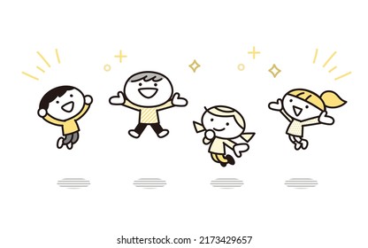 Illustration set of jumping children