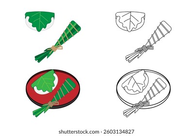 Illustration set of Kashiwa Mochi and Zongzi (Chimaki).