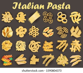 Illustration set of kinds of italian pasta