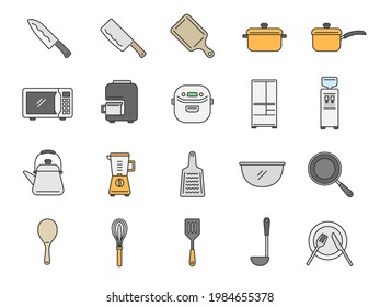 Illustration set of kitchen goods.