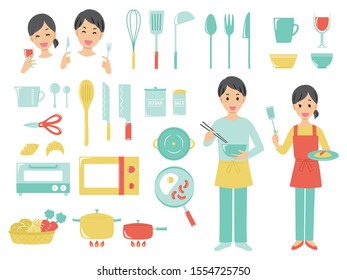 illustration set of kitchen tool