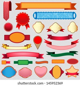 Illustration of Set Label, Tags, Ribbons. Vector. 