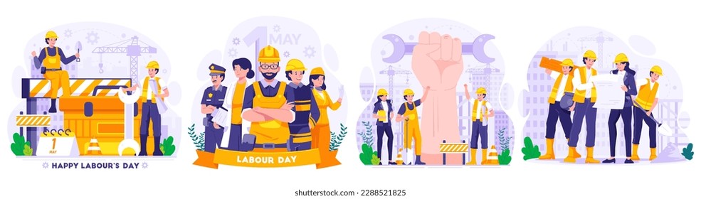 Illustration Set of Labour Day concept vector illustration