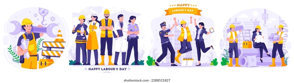 Illustration Set of Labour Day concept vector illustration