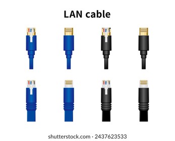 It is an illustration set of LAN cable.