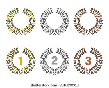 Illustration set of laurel medals.