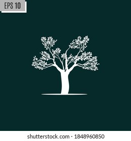 Illustration set of leafy tree- Negative