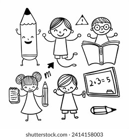 illustration of a set of learning activity equipment for a child