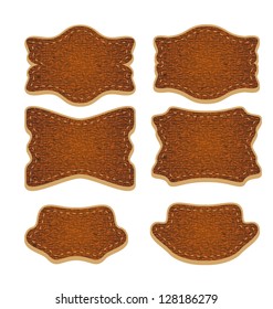 Illustration set of leather labels isolated - vector