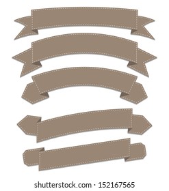 Illustration set leather ribbons, various forms - vector