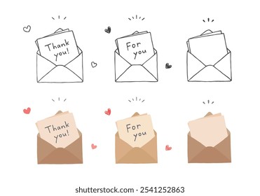Illustration set of letters written "Thank you" "For you"