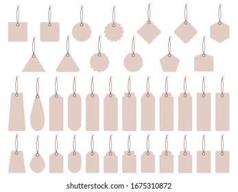 Illustration set of light brown tags in various forms.
It can be used as a point for advertising and cards.
Version without sample text.