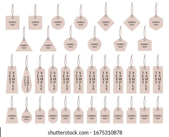 Illustration set of light brown tags in various forms.
It can be used as a point for advertising and cards.
Version with sample text.
