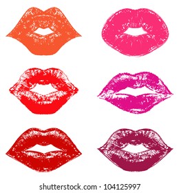 Illustration of set of lips. Elements for design.