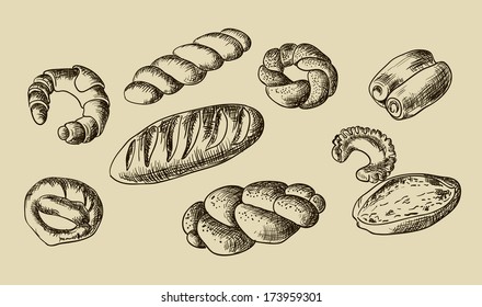 Illustration set of loaves of bread