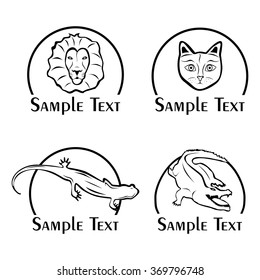 the illustration - set of logos - with different wild animals.