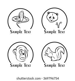 the illustration - set of logos - with different wild animals.