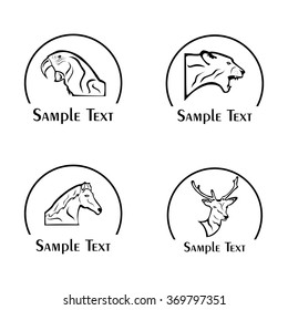 the illustration - set of logos - with different wild animals.