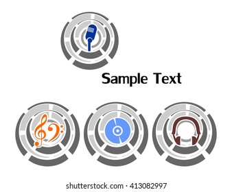 the illustration - set of logos - on the theme of music.