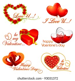 illustration of set of love text with element for valentine