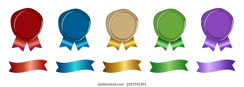 An illustration set of a luxurious ribbon and sealing stamp.
Easy-to-use vector data.
There are other variations as well.