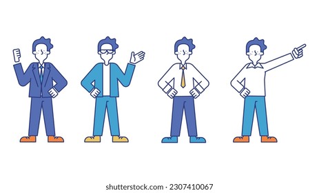 Illustration set M of a male business person.