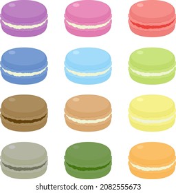 Illustration set of macaroons with various tastes