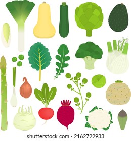 Illustration set of major vegetables in the West