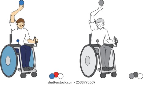 Illustration Set von männlichen Athleten spielen Boccia