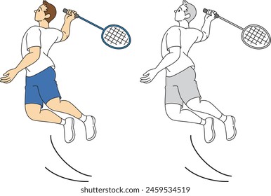 Illustration set of male badminton players