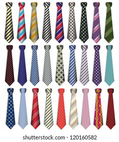 illustration of a set of male business ties on a white background