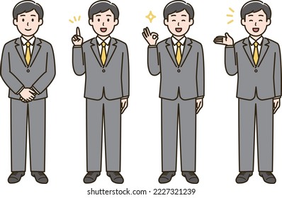 Illustration set of male facial expression variations