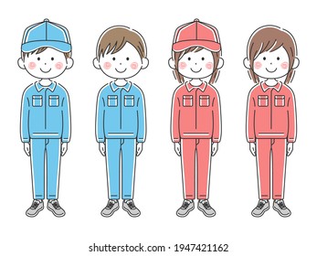Illustration set of male and female workers.
