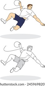 Illustration set of male handball players