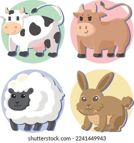 Illustration of a set of mammals