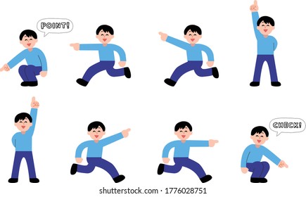 Illustration set of a man pointing finger
