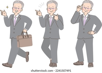 Illustration set of man in suit pointing