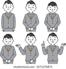 Illustration set of man in suit upper body vector